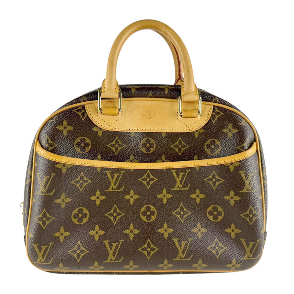 Louis Vuitton Monogram Trouville Top Handle Bag Canvas Gold Brown